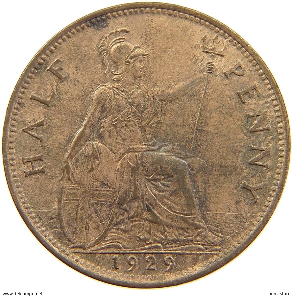 GREAT BRITAIN HALFPENNY 1929 #s080 0007 - C. 1/2 Penny