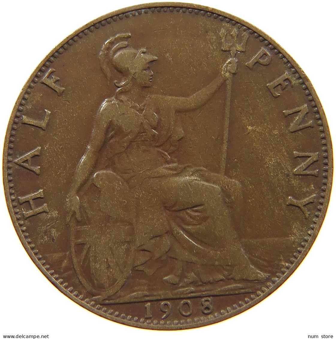 GREAT BRITAIN HALFPENNY 1908 #a058 0093 - C. 1/2 Penny