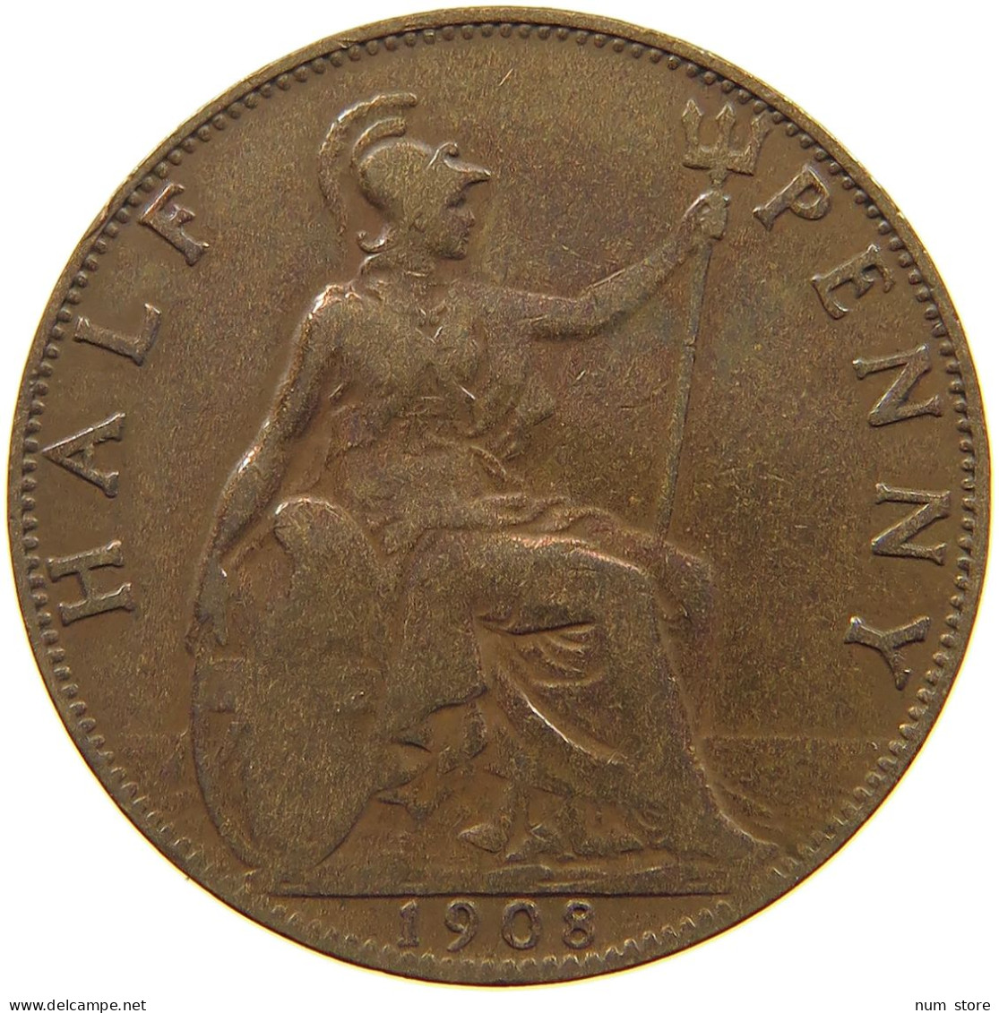 GREAT BRITAIN HALFPENNY 1908 #a066 0259 - C. 1/2 Penny