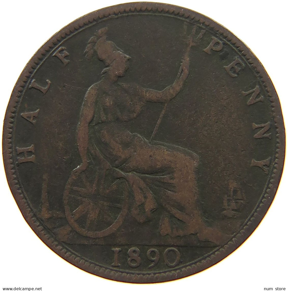 GREAT BRITAIN HALFPENNY 1890 VICTORIA #a010 0507 - C. 1/2 Penny