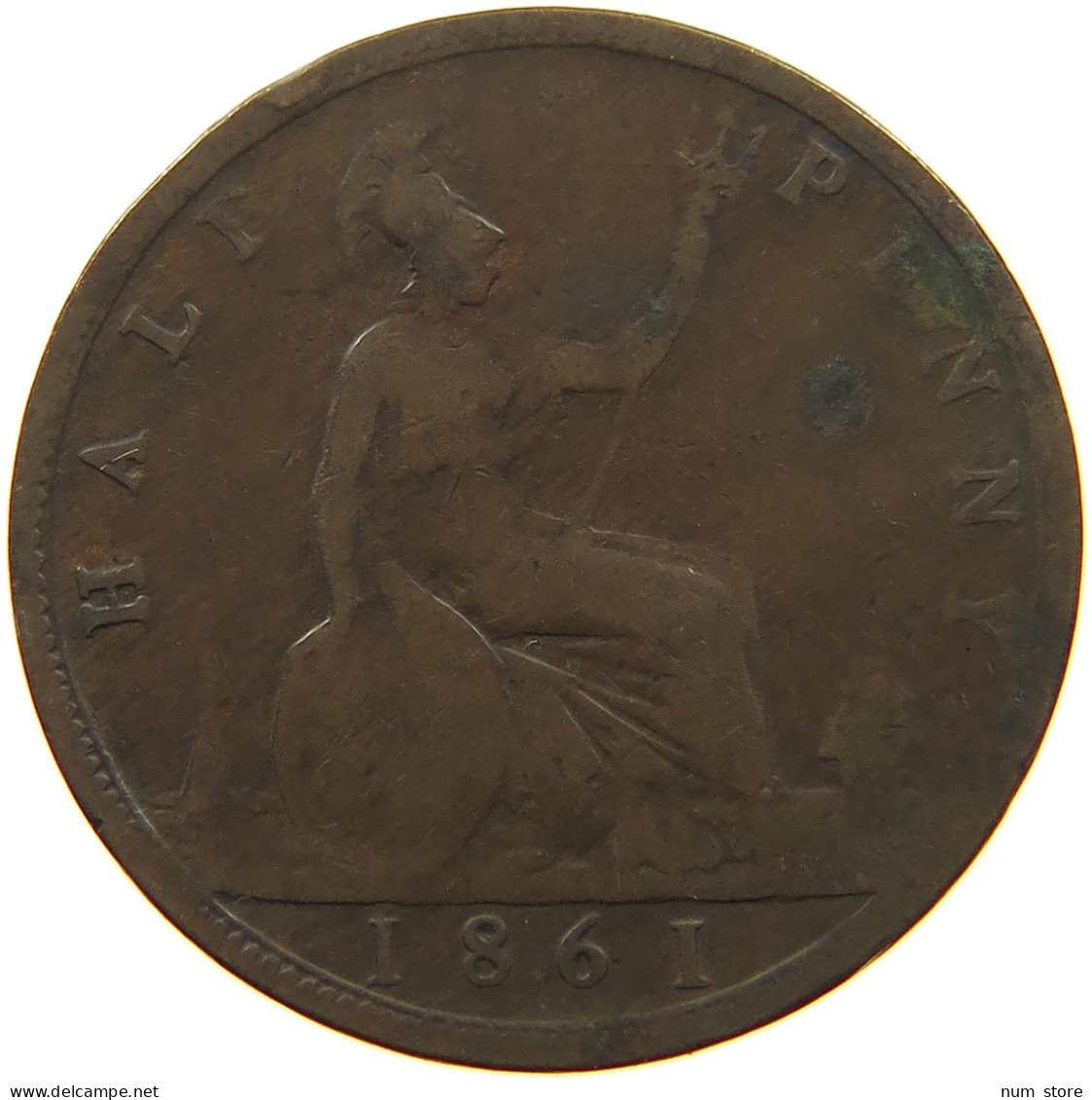GREAT BRITAIN HALFPENNY 1861 VICTORIA #a010 0467 - C. 1/2 Penny