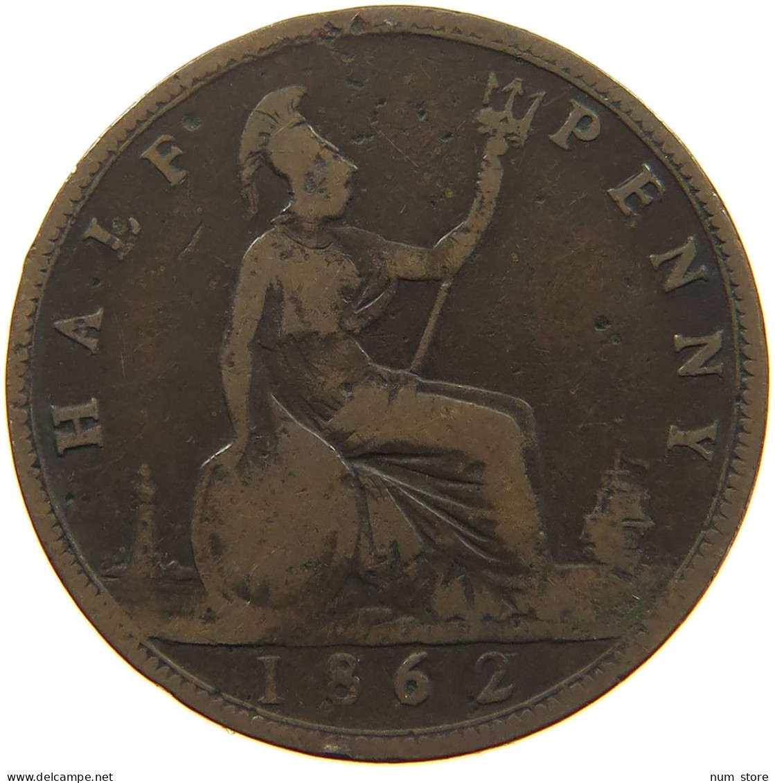 GREAT BRITAIN HALFPENNY 1862 #a066 0265 - C. 1/2 Penny