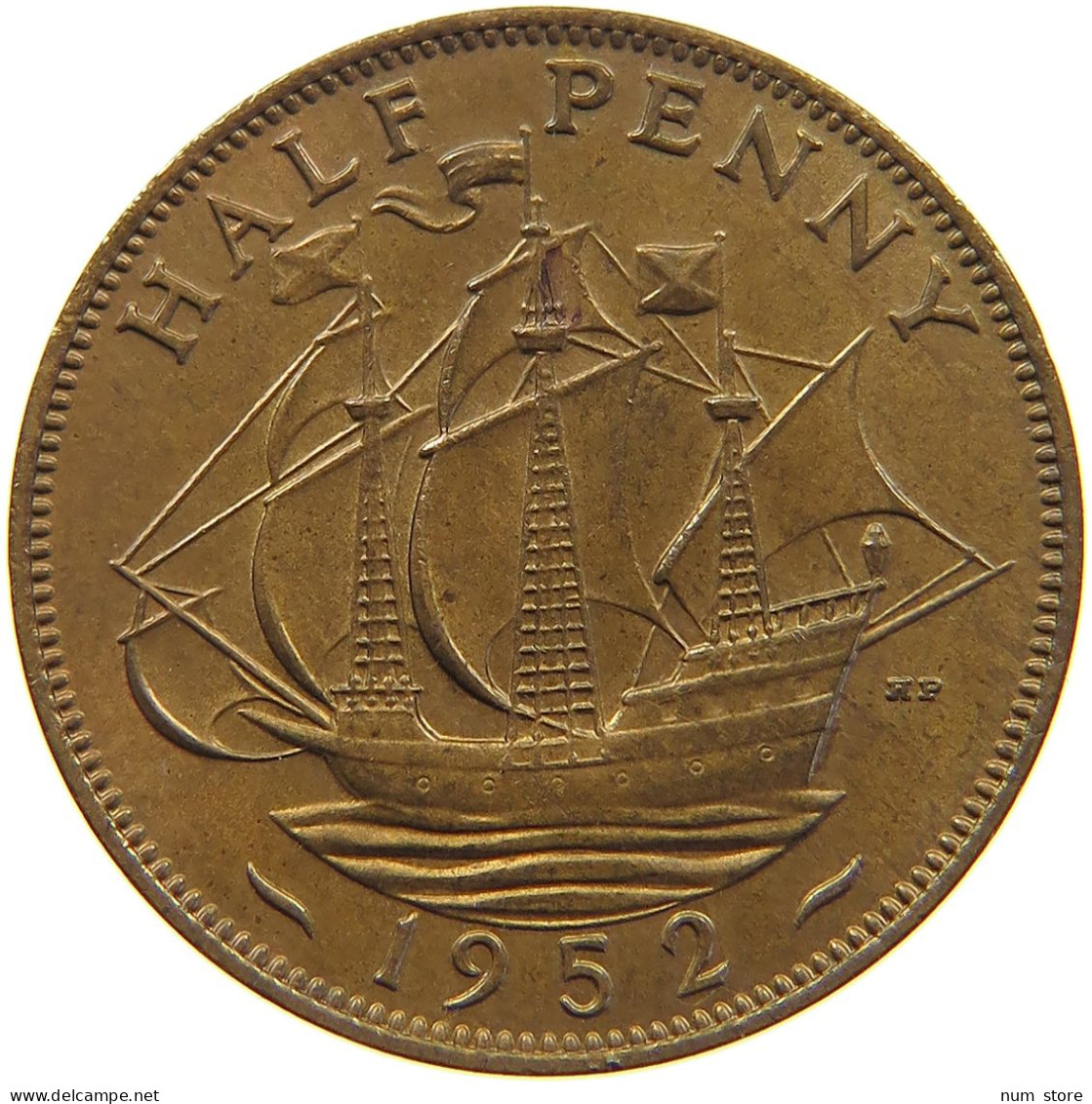 GREAT BRITAIN HALF PENNY 1952 TOP #c024 0187 - C. 1/2 Penny