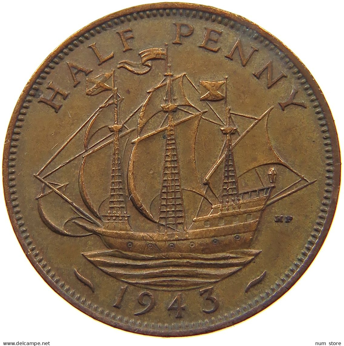 GREAT BRITAIN HALF PENNY 1943 #s036 0387 - C. 1/2 Penny