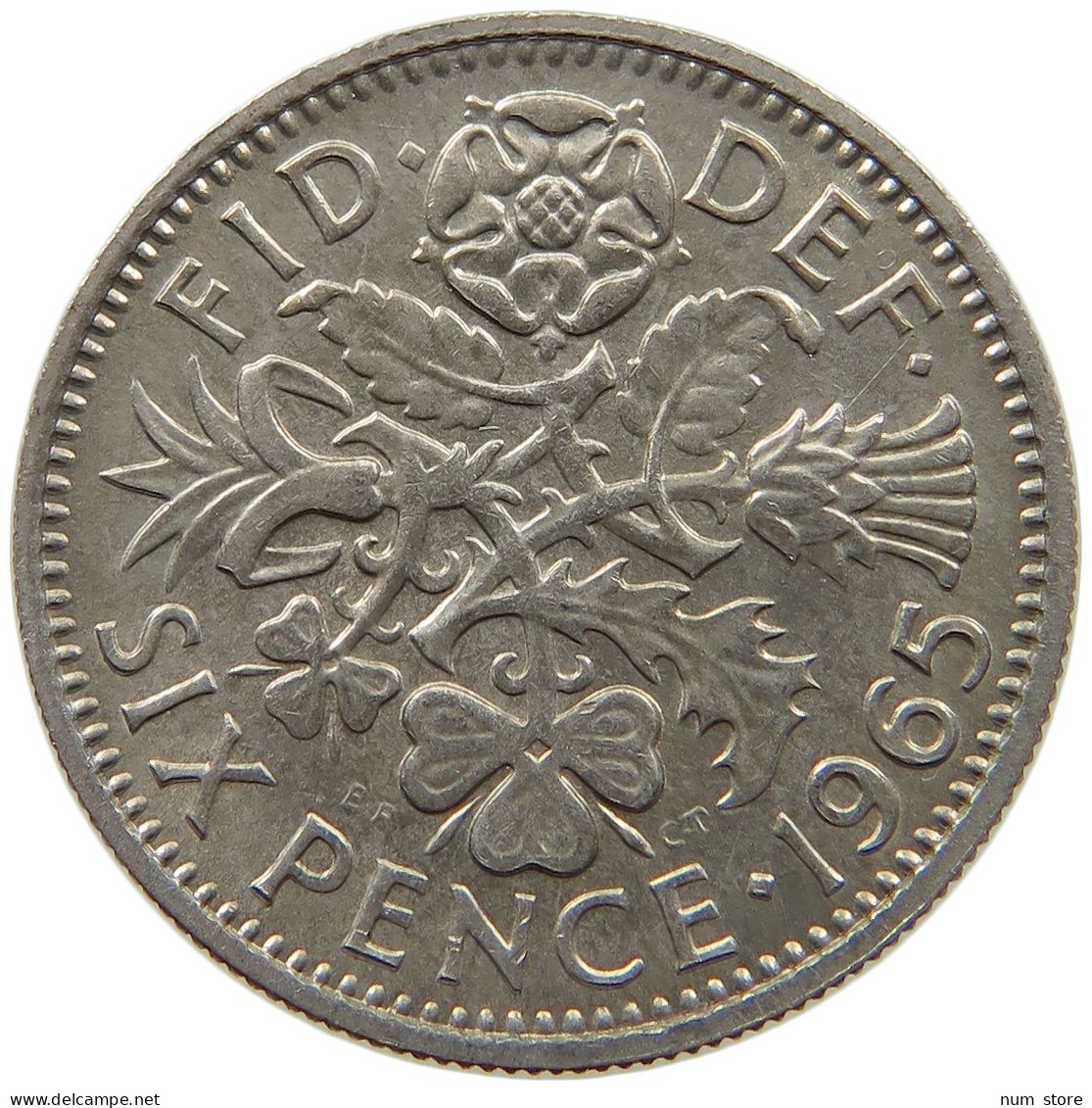 GREAT BRITAIN SIXPENCE 1965 TOP #s064 0545 - H. 6 Pence