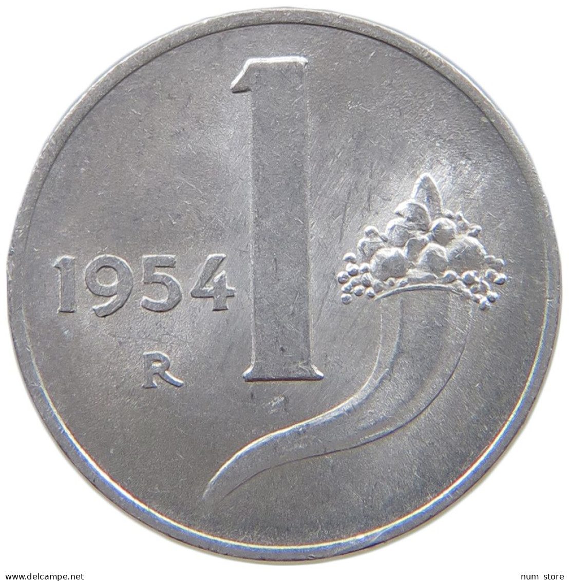 ITALY 1 LIRA 1954 TOP #a070 0755 - 1 Lira