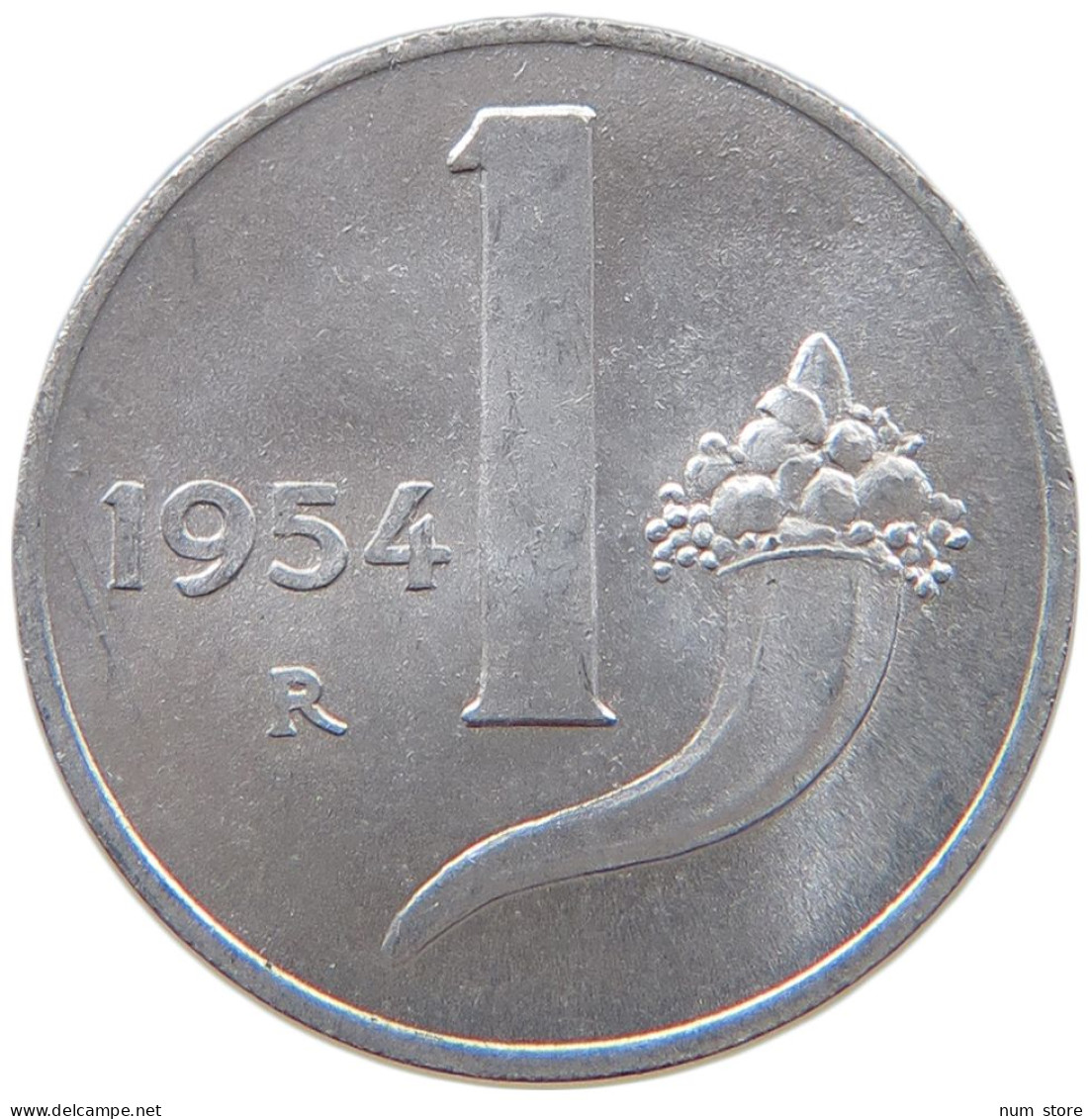 ITALY 1 LIRA 1954 TOP #s018 0055 - 1 Lira