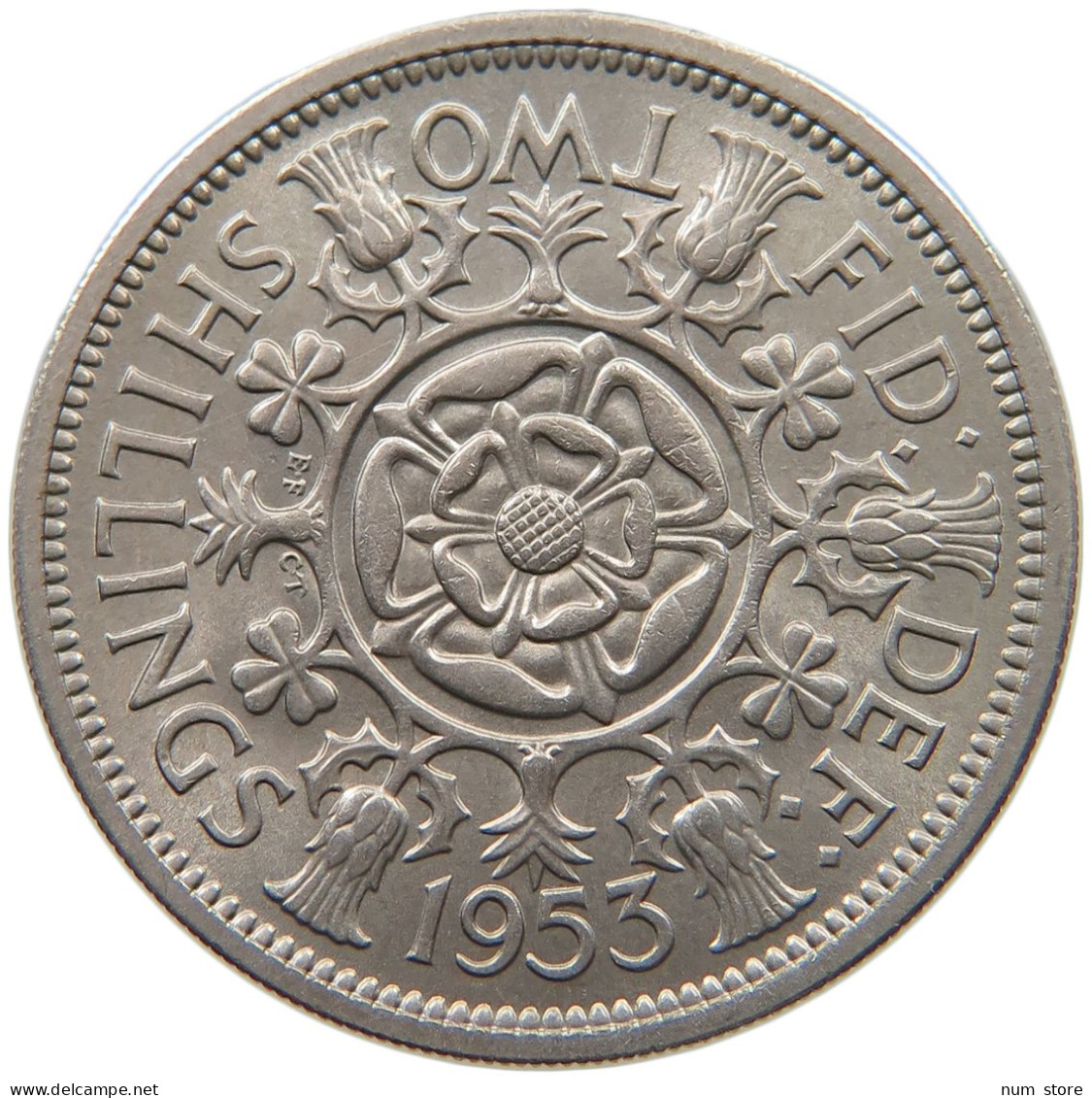 GREAT BRITAIN TWO SHILLINGS 1953 #s065 0147 - J. 1 Florin / 2 Schillings