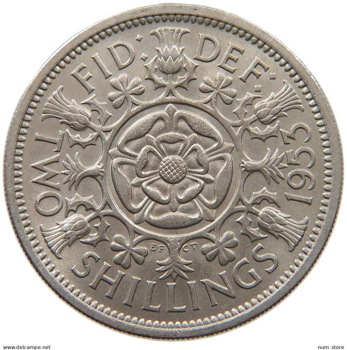 GREAT BRITAIN TWO SHILLINGS 1953 TOP #s061 0011 - J. 1 Florin / 2 Schillings