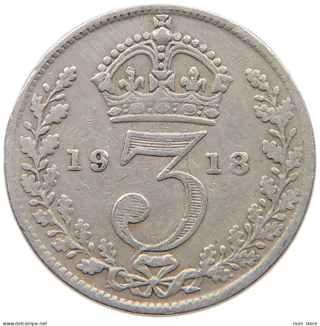 GREAT BRITAIN THREEPENCE 1918 #s059 0537 - F. 3 Pence