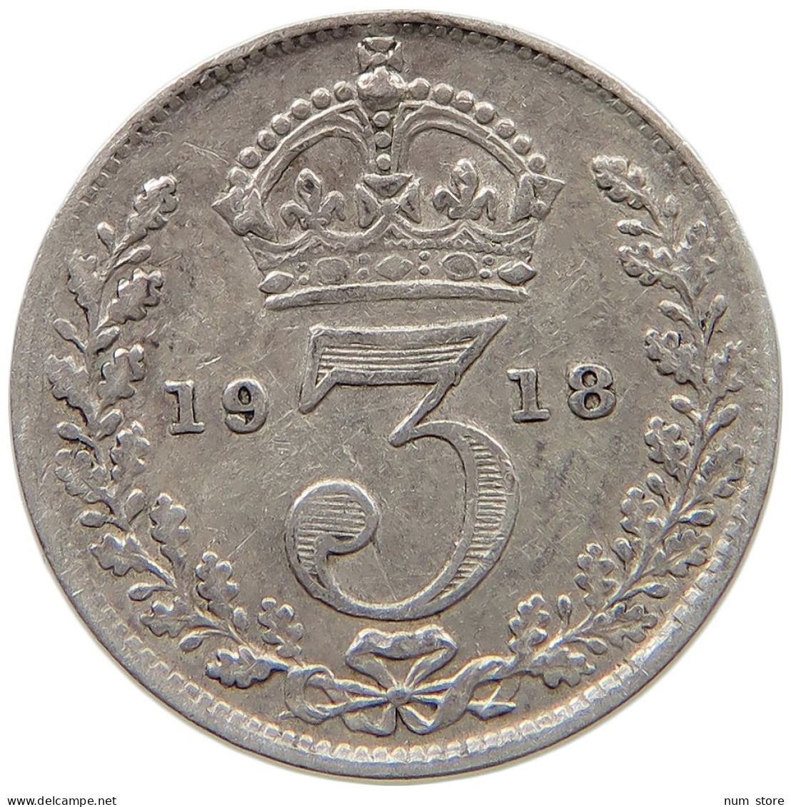 GREAT BRITAIN THREEPENCE 1918 #s059 0593 - F. 3 Pence