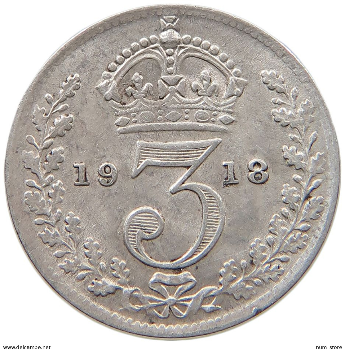 GREAT BRITAIN THREEPENCE 1918 #s059 0613 - F. 3 Pence
