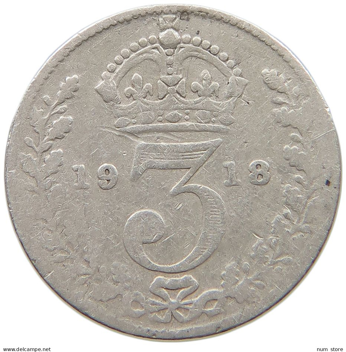 GREAT BRITAIN THREEPENCE 1918 #s059 0519 - F. 3 Pence