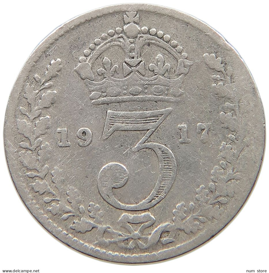 GREAT BRITAIN THREEPENCE 1917 #s059 0533 - F. 3 Pence