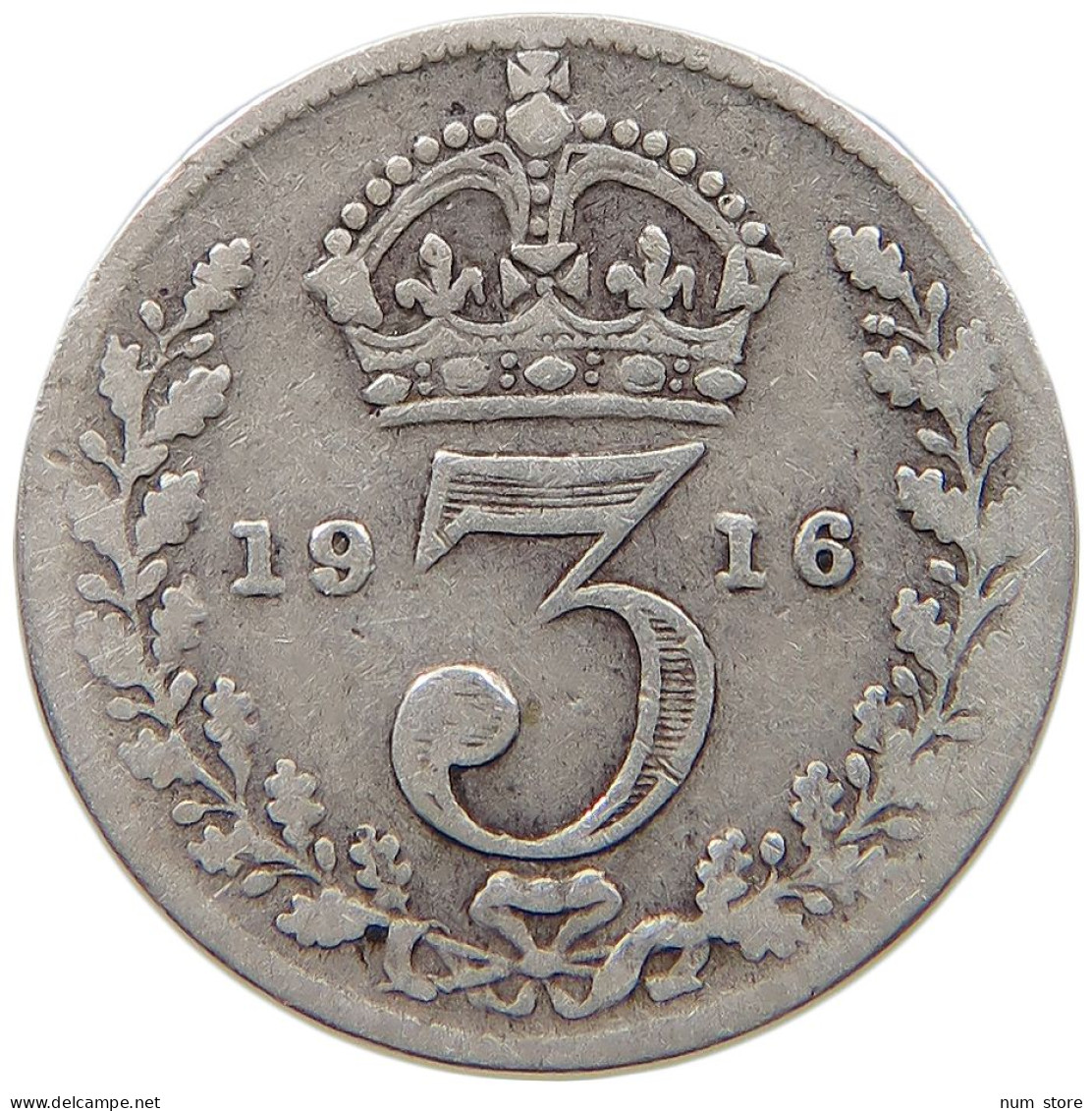 GREAT BRITAIN THREEPENCE 1916 #s059 0625 - F. 3 Pence