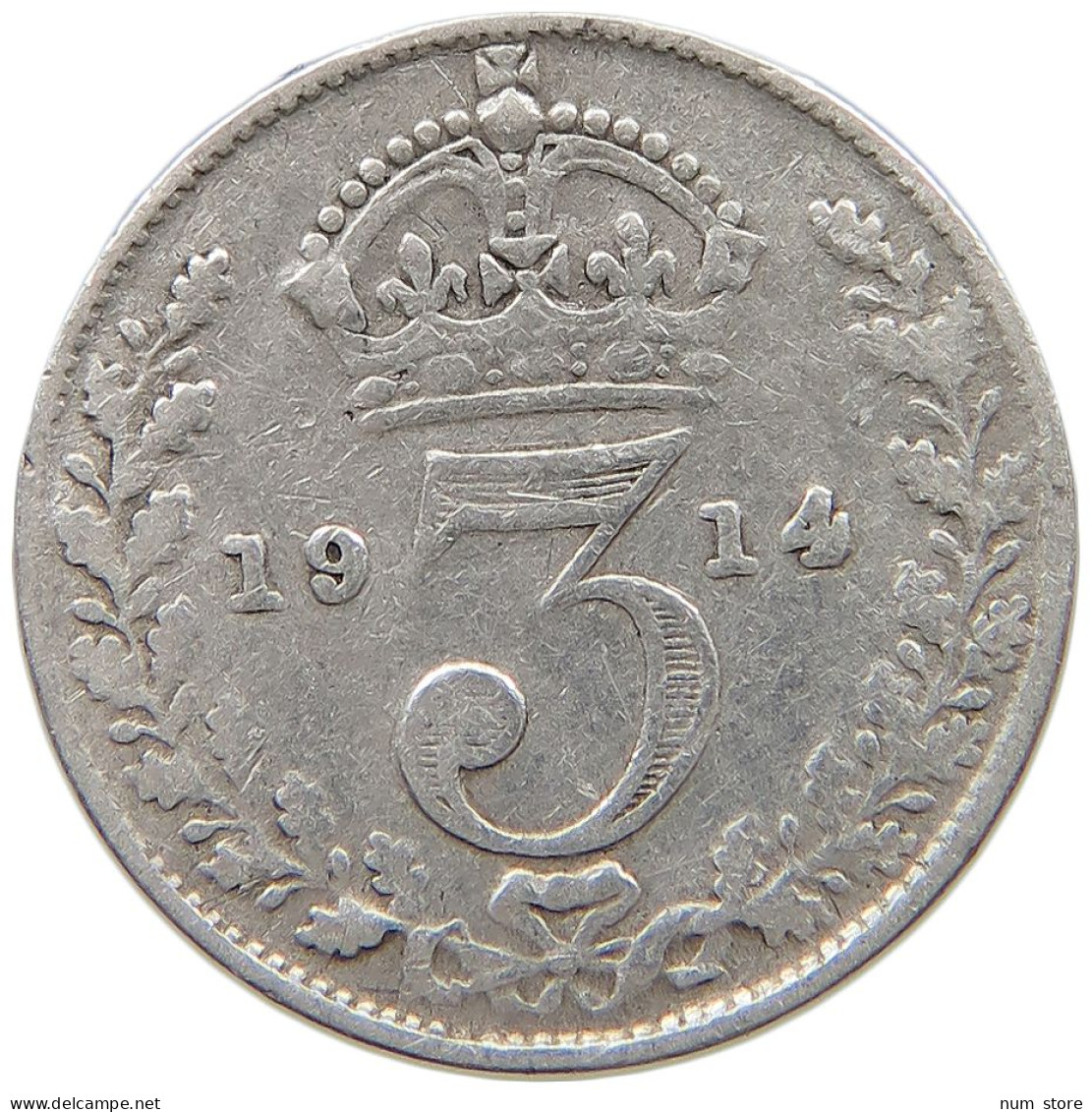 GREAT BRITAIN THREEPENCE 1914 #s059 0483 - F. 3 Pence