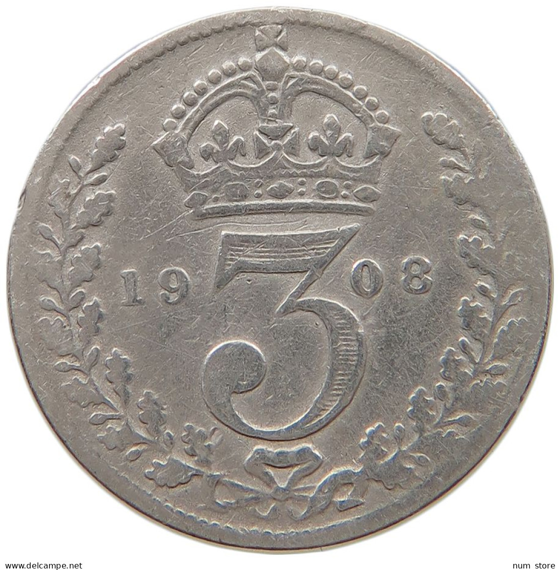 GREAT BRITAIN THREEPENCE 1908 #a063 0599 - F. 3 Pence