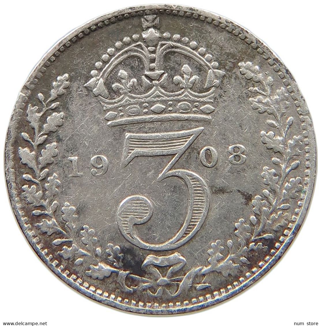 GREAT BRITAIN THREEPENCE 1908 #a034 0035 - F. 3 Pence