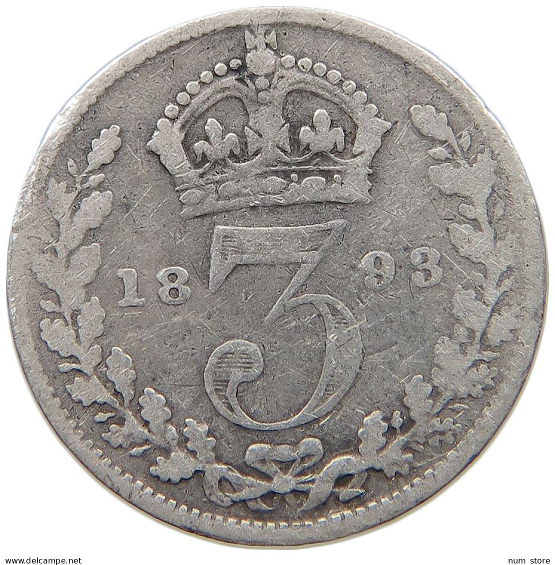 GREAT BRITAIN THREEPENCE 1893 #s059 0559 - F. 3 Pence