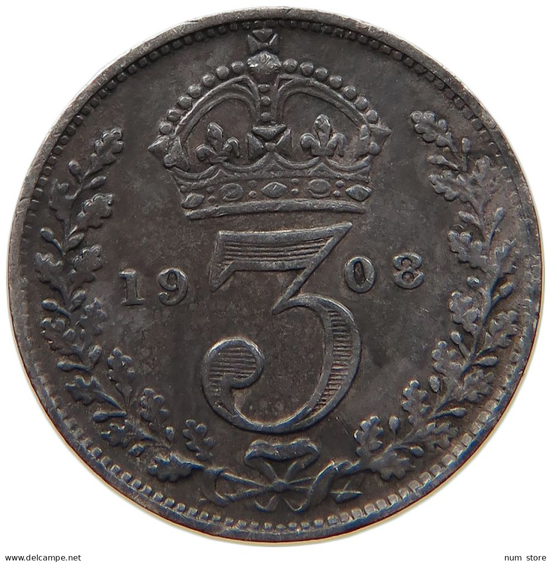 GREAT BRITAIN THREEPENCE 1908 #s009 0271 - F. 3 Pence