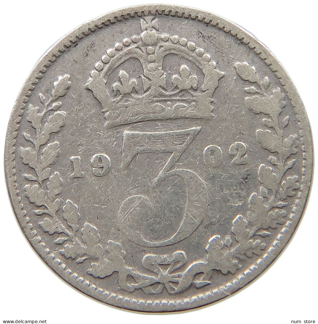 GREAT BRITAIN THREEPENCE 1902 #a091 0909 - F. 3 Pence