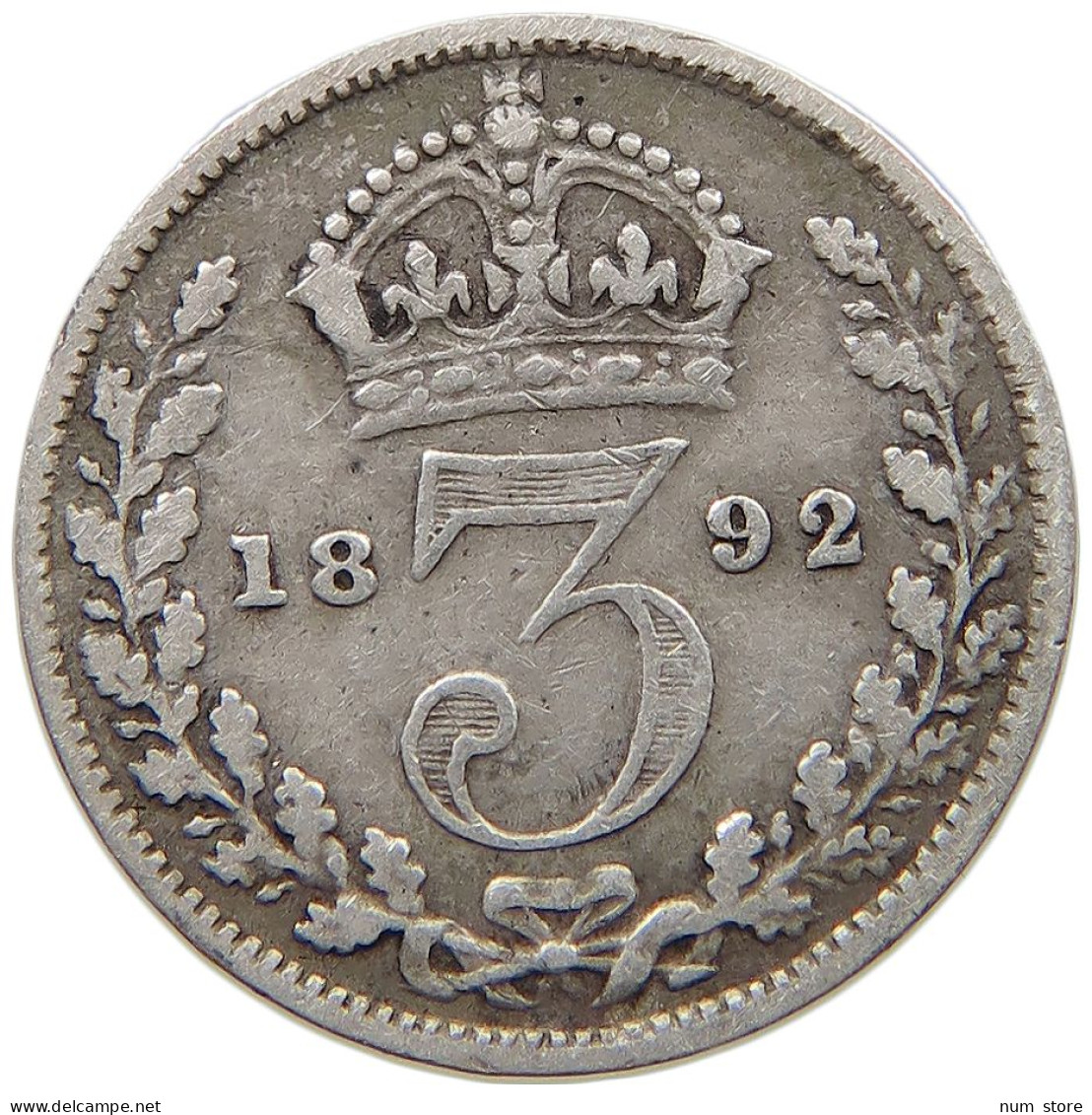 GREAT BRITAIN THREEPENCE 1892 #s059 0567 - F. 3 Pence