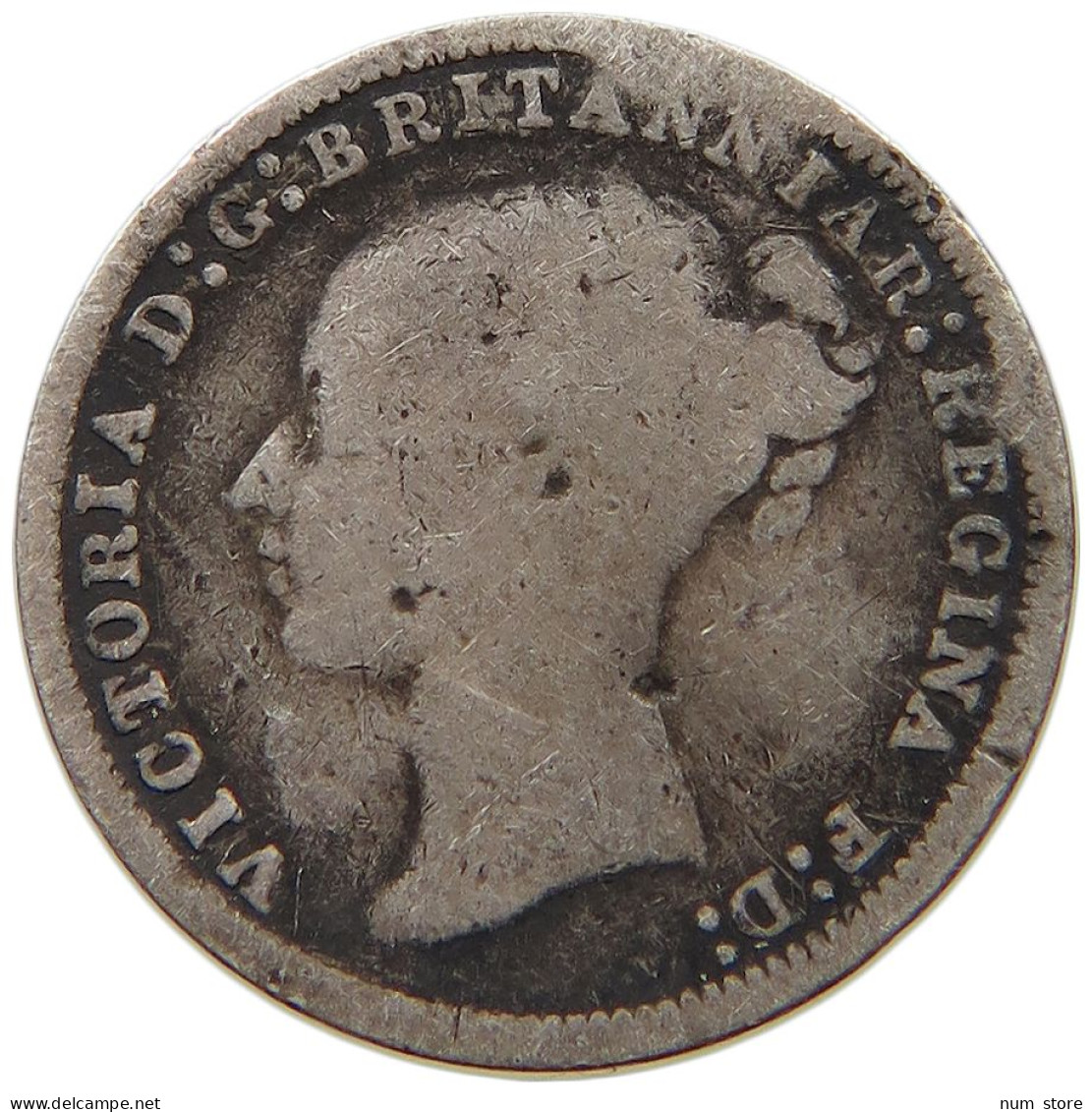 GREAT BRITAIN THREEPENCE 1877 VICTORIA #s035 0421 - F. 3 Pence