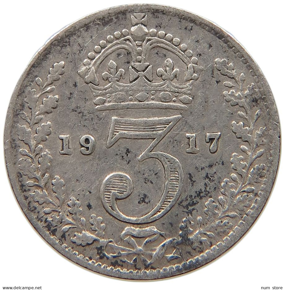 GREAT BRITAIN THREE PENCE 1917 #c018 0311 - F. 3 Pence