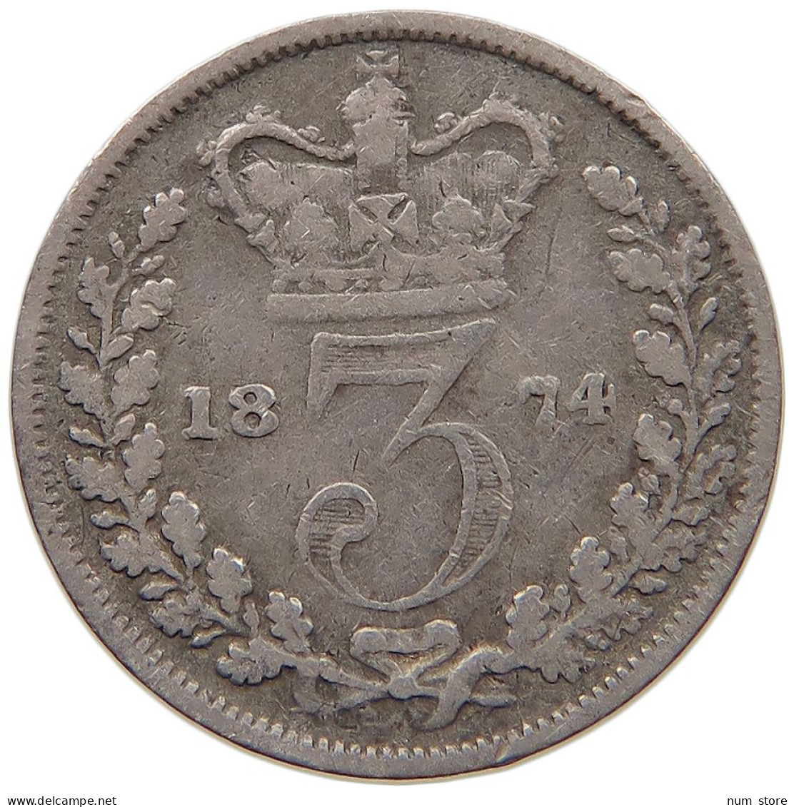 GREAT BRITAIN THREE PENCE 1874 #c037 0323 - F. 3 Pence