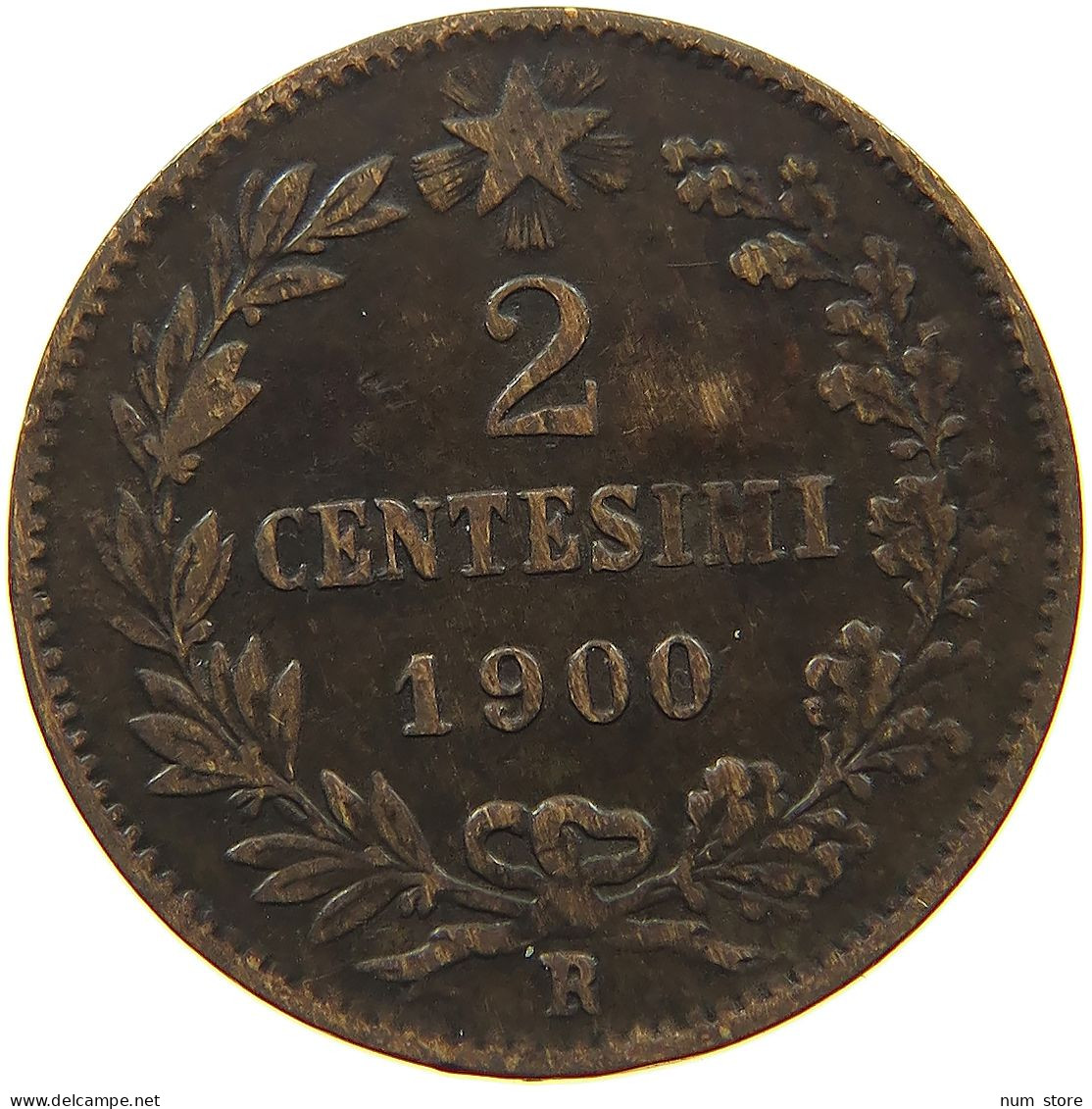 ITALY 2 CENTESIMI 1900 R #s078 0609 - 1878-1900 : Umberto I.