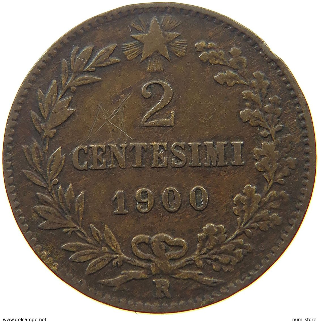 ITALY 2 CENTESIMI 1900 R #s051 0779 - 1878-1900 : Umberto I.