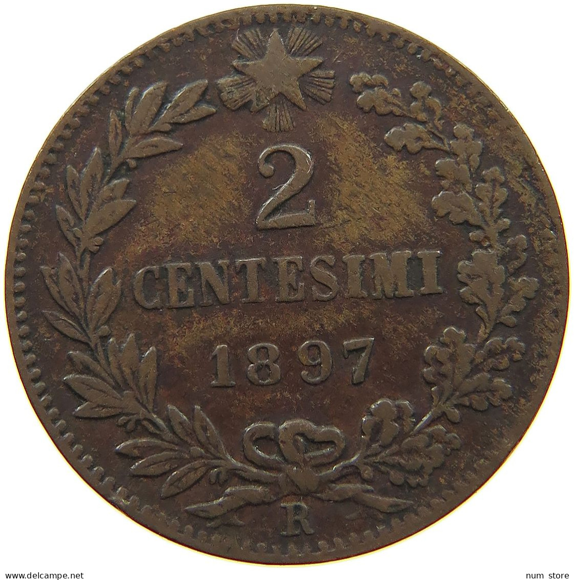 ITALY 2 CENTESIMI 1897 R #a013 0495 - 1878-1900 : Umberto I.
