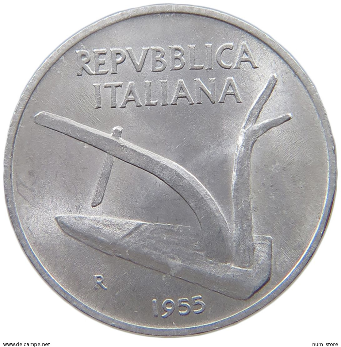 ITALY 10 LIRE 1955 TOP #s074 0055 - 10 Lire
