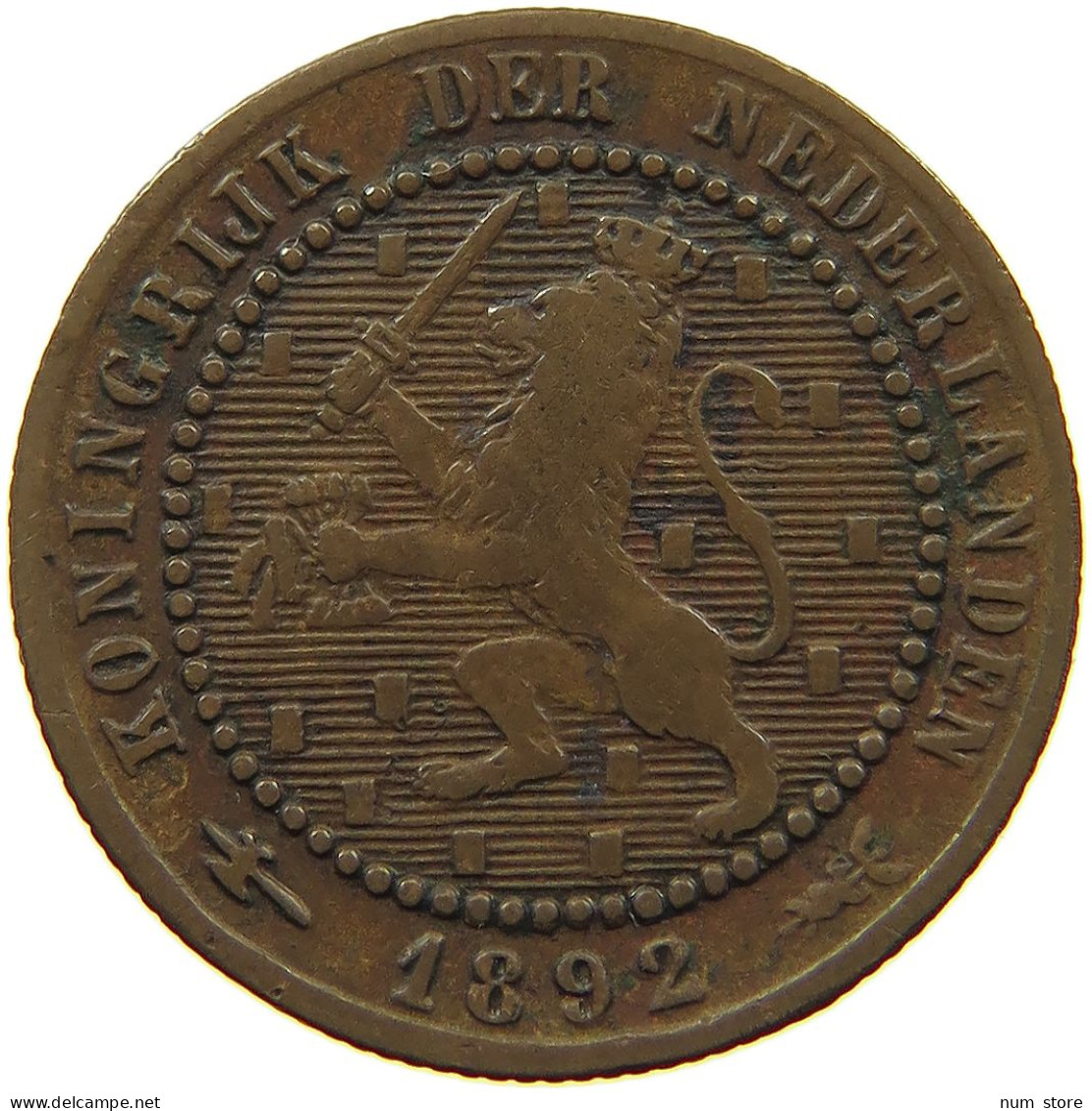 NETHERLANDS 1 CENT 1892 #a085 0787 - 1 Cent