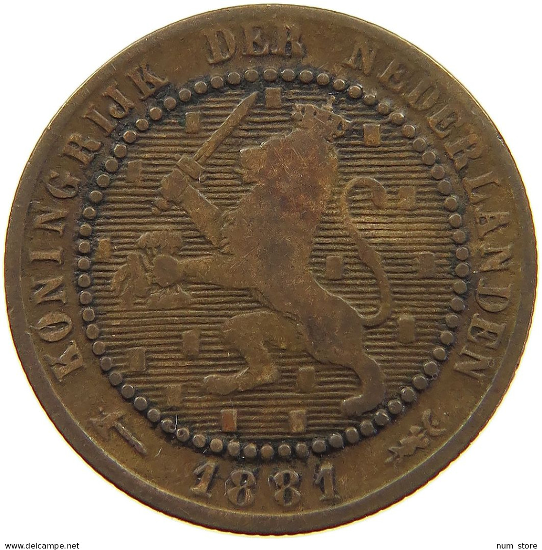 NETHERLANDS 1 CENT 1881 #a013 0229 - 1849-1890 : Willem III