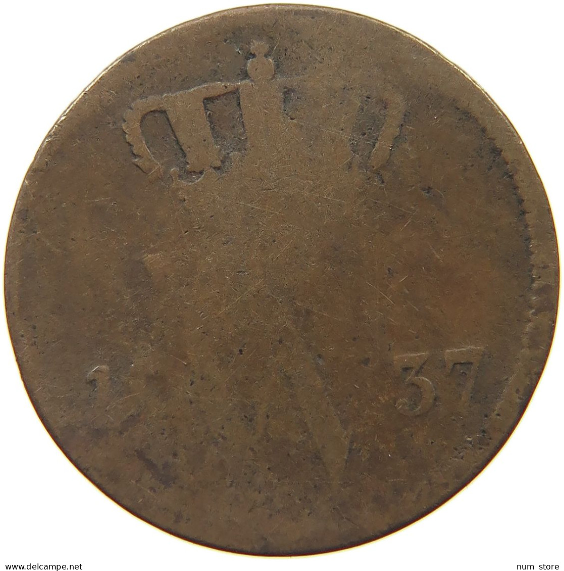 NETHERLANDS 1 CENT 1837 #c080 0603 - 1815-1840 : Willem I