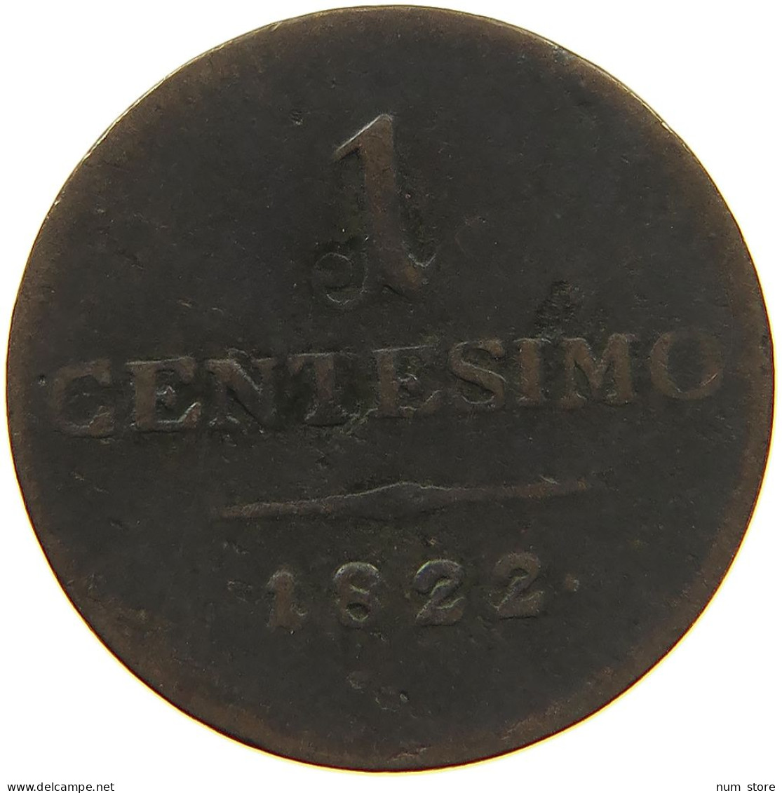 ITALY STATES CENTESIMO 1822 M LOMBARDO VENETO #s001 0217 - Lombardie-Vénétie