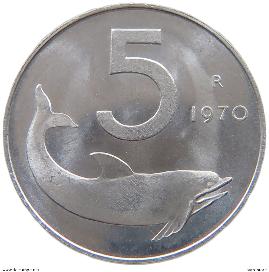 ITALY 5 LIRE 1970 TOP #s069 0601 - 5 Lire