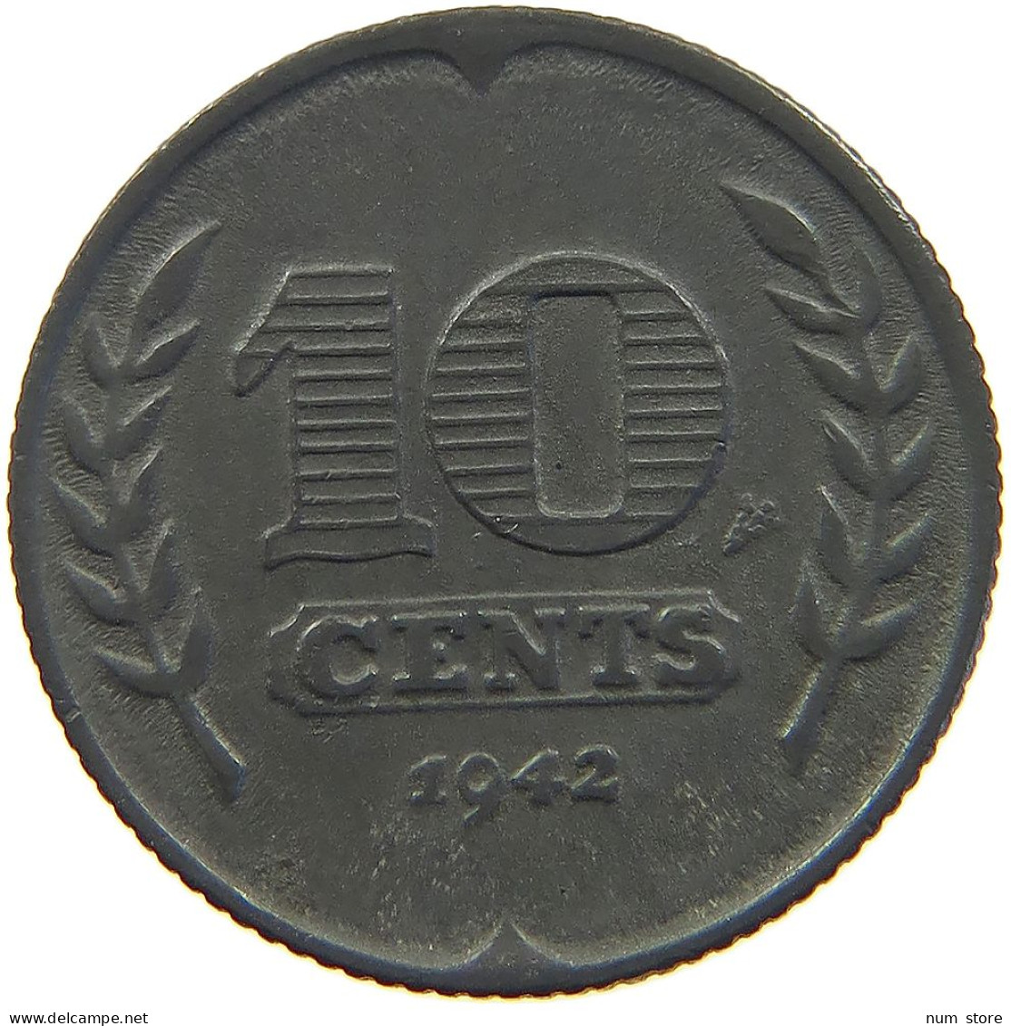 NETHERLANDS 10 CENTS 1942 #a035 0581 - 10 Cent