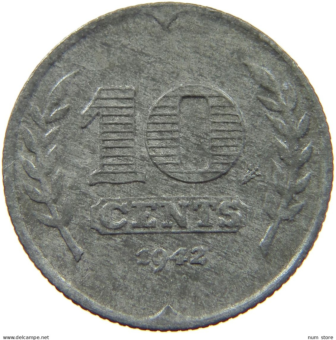 NETHERLANDS 10 CENTS 1942 TOP #a005 0911 - 10 Cent