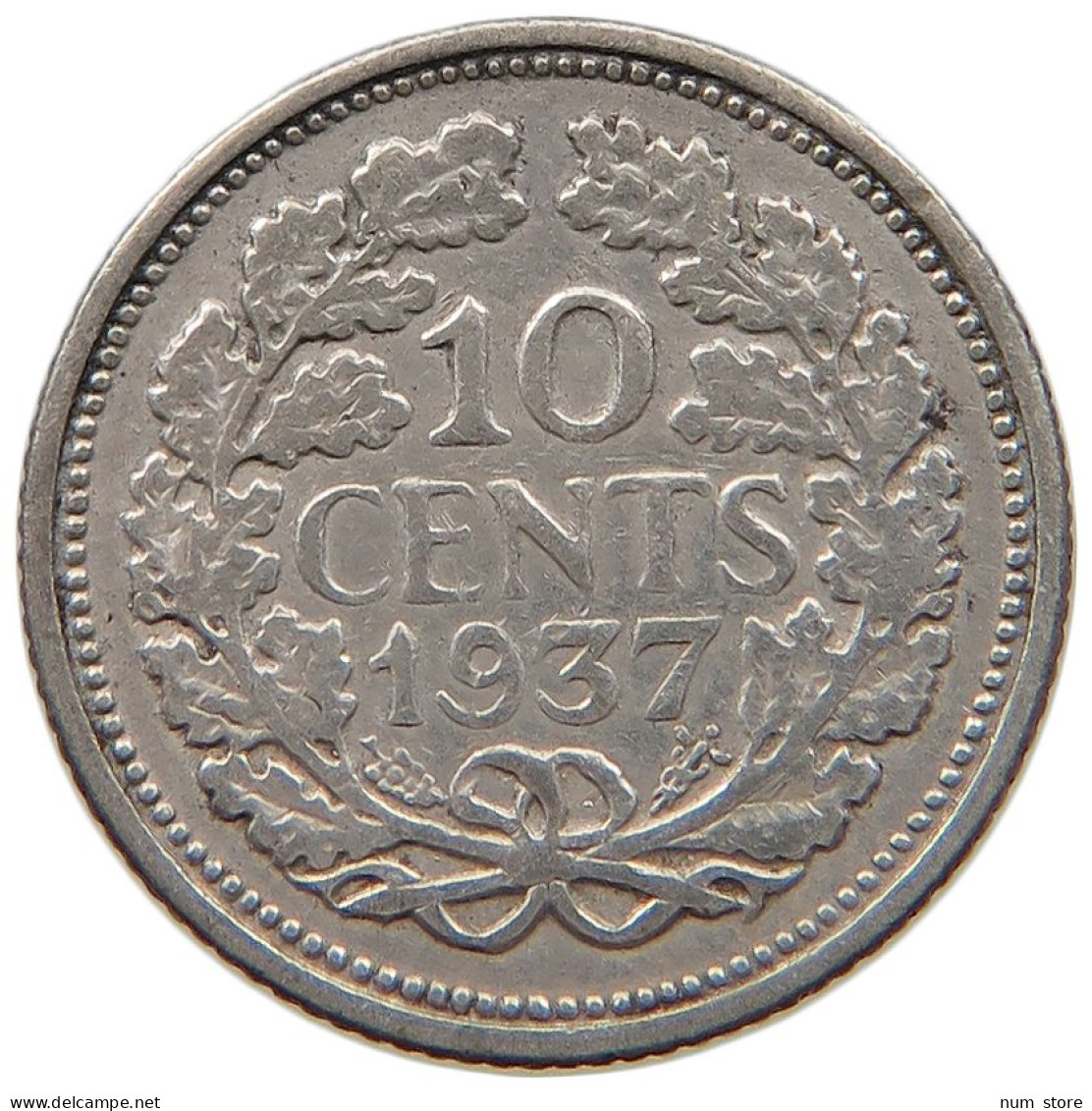 NETHERLANDS 10 CENTS 1937 #a044 1037 - 10 Cent