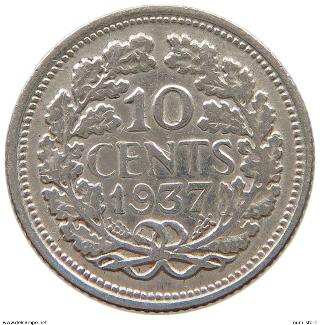 NETHERLANDS 10 CENTS 1937 #a044 1045 - 10 Cent