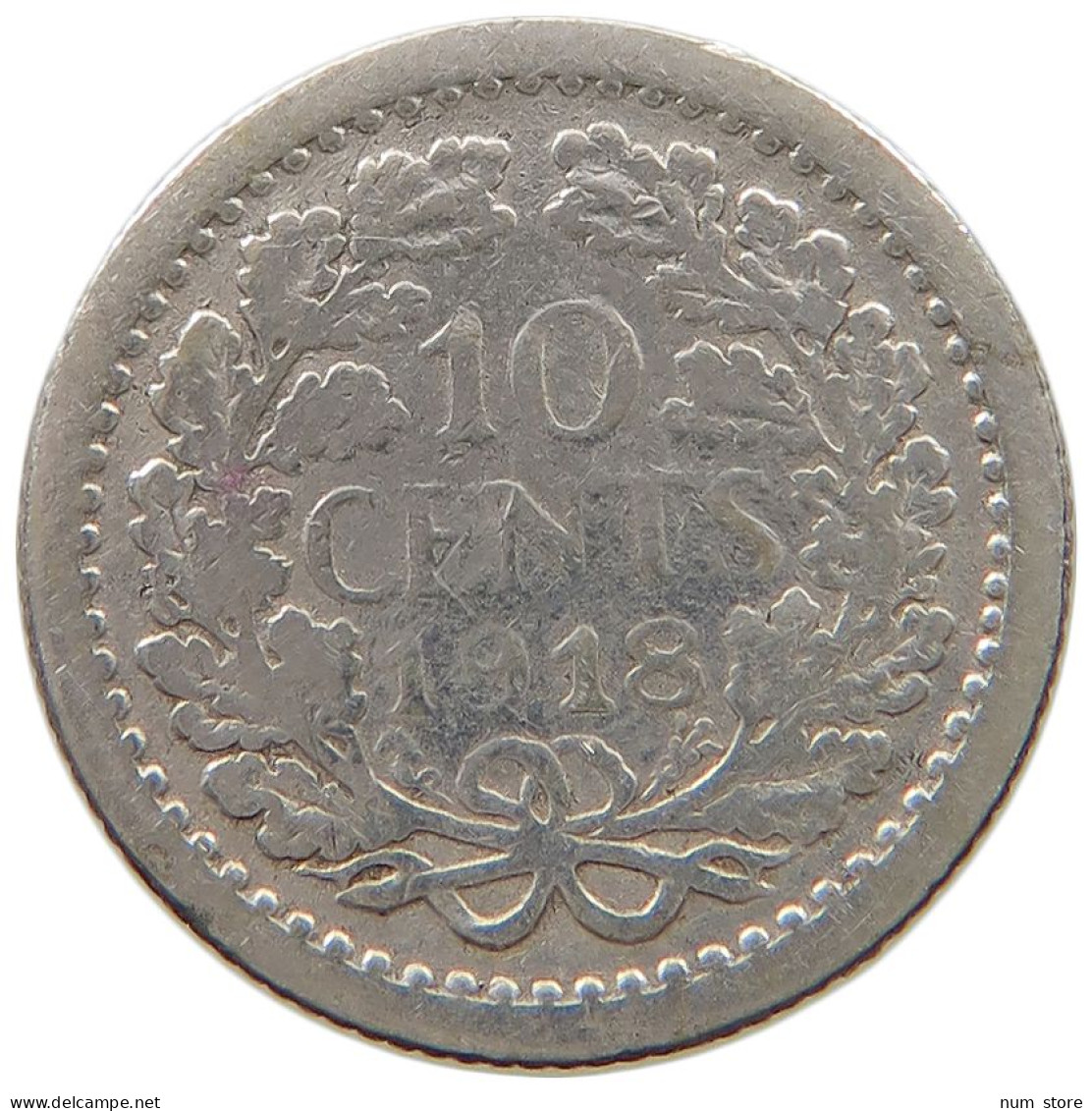 NETHERLANDS 10 CENTS 1918 #a045 0947 - 10 Cent