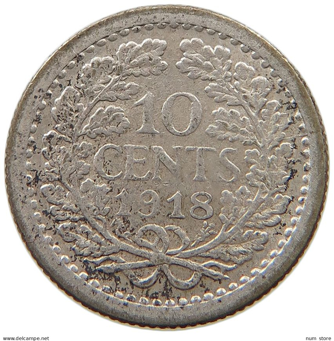 NETHERLANDS 10 CENTS 1918 #a033 0231 - 10 Cent