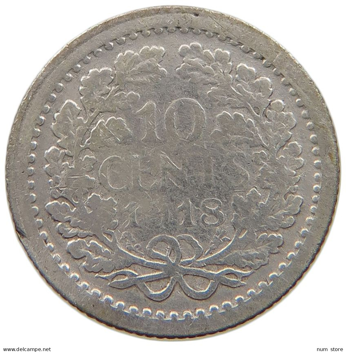 NETHERLANDS 10 CENTS 1918 #a045 0939 - 10 Centavos