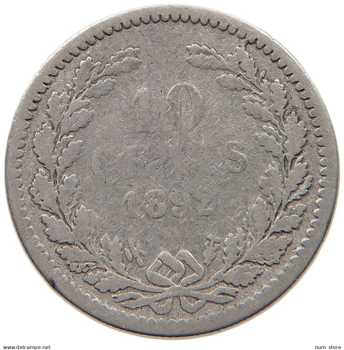 NETHERLANDS 10 CENTS 1892 #c025 0211 - 10 Cent