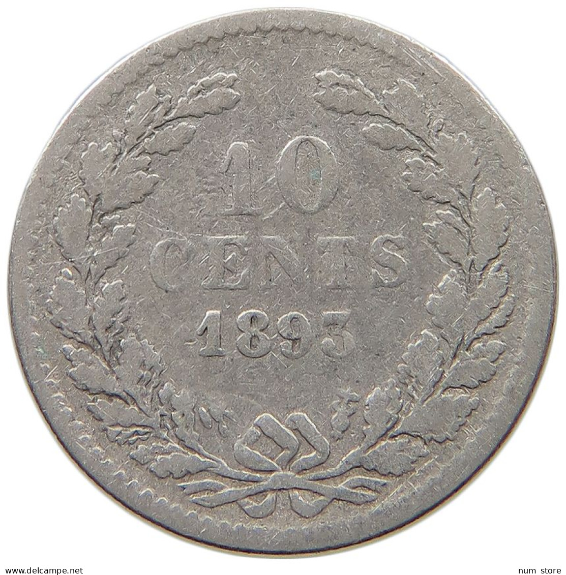 NETHERLANDS 10 CENTS 1893 #a033 0239 - 10 Cent