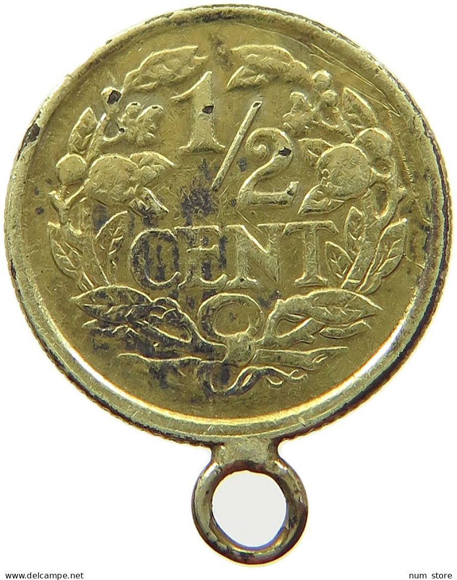 NETHERLANDS 1/2 CENT 1940 GOLD PLATED #s071 0213 - 0.5 Centavos