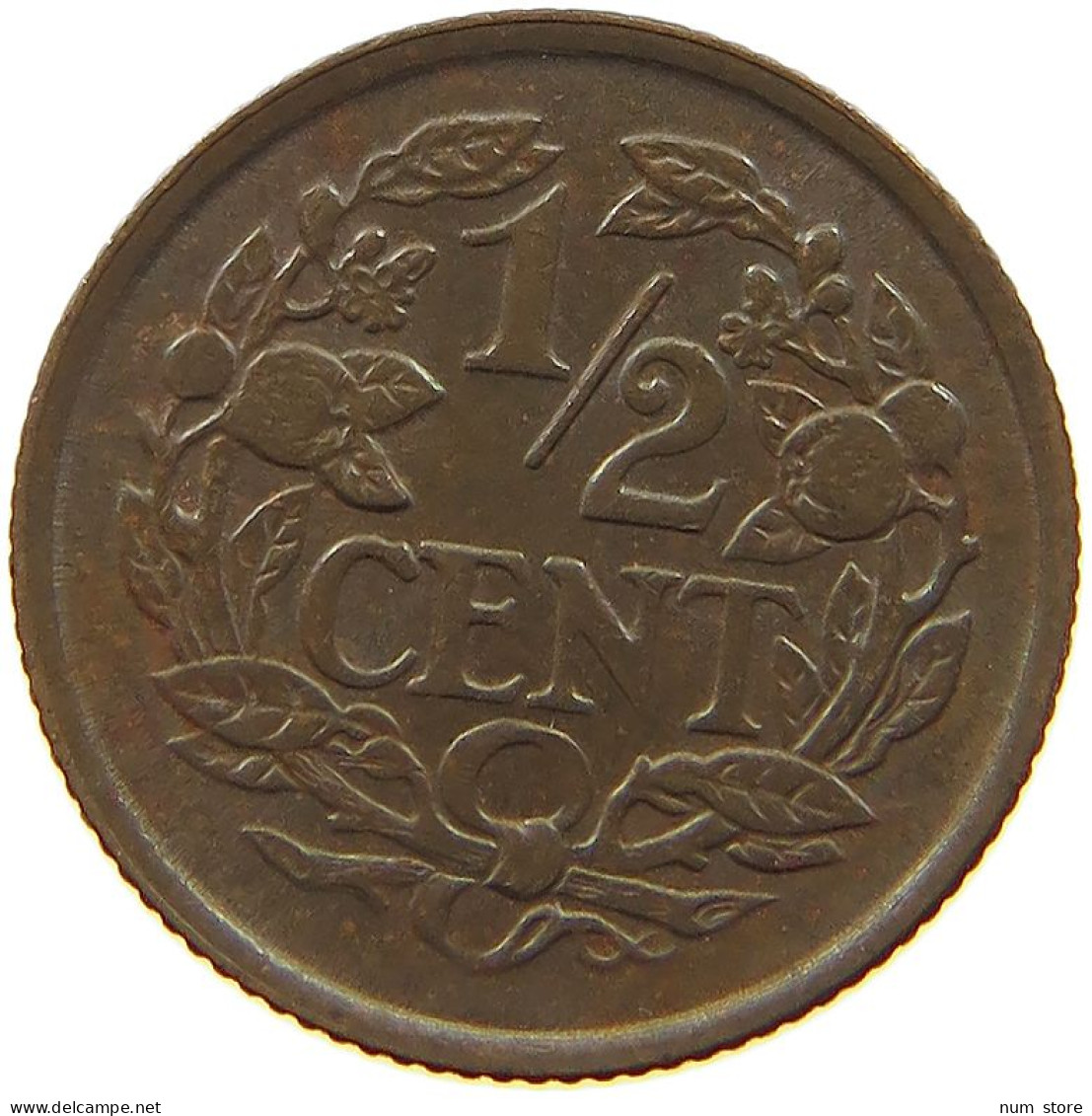 NETHERLANDS 1/2 CENT 1938 TOP #c084 0485 - 0.5 Centavos