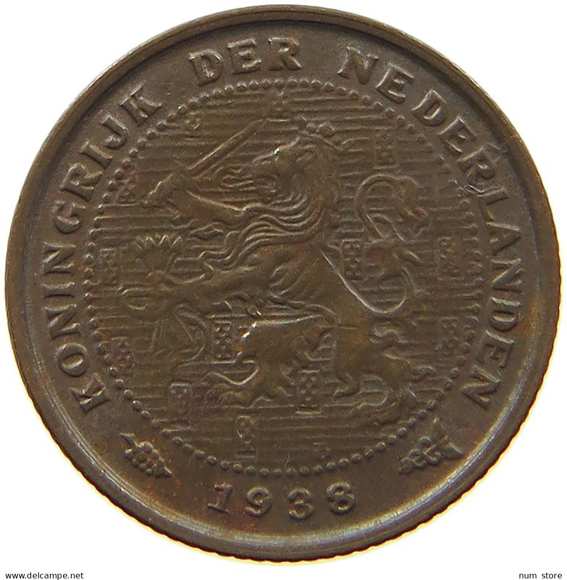 NETHERLANDS 1/2 CENT 1938 TOP #c084 0485 - 0.5 Centavos
